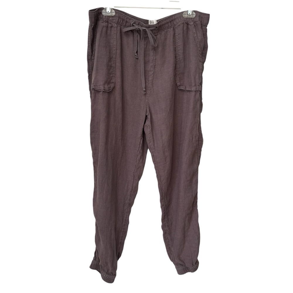C&C California Linen Jogger Pants Women’s Large Brown Utility Cargo Pants - Picture 2 of 9